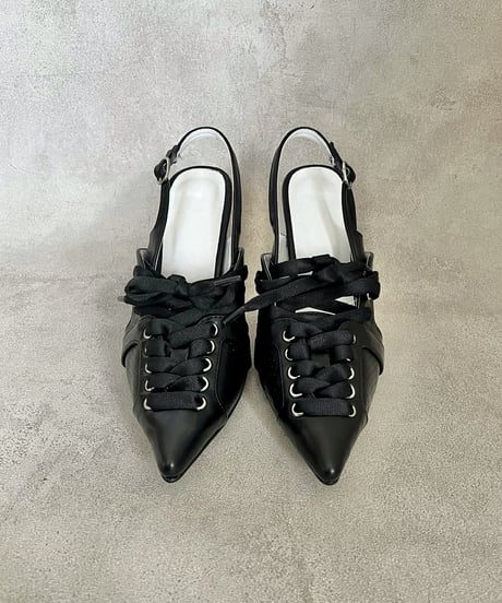 Opera Lace-up HEELS（WHITE / BLACK / SILVER）