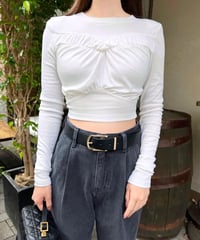 SHIRRING CROPPED TOPS（IVORY)