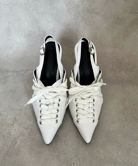 Opera Lace-up HEELS（WHITE / BLACK / SILVER）