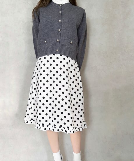 Polka Dot Ruffle SKIRT（WHITE）
