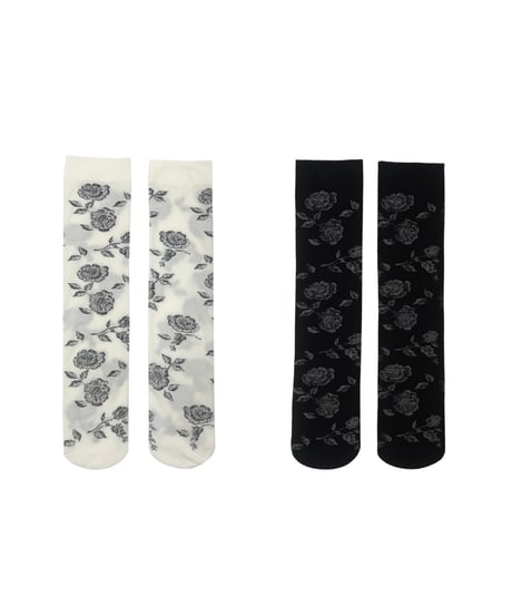 Antique Rose SHEER SOCKS（IVORY / BLACK）
