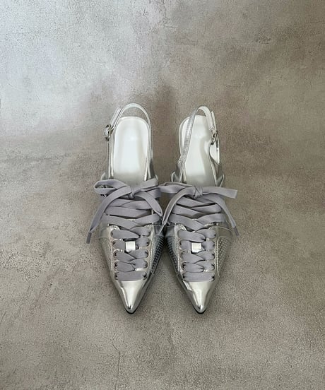 Opera Lace-up HEELS（WHITE / BLACK / SILVER）
