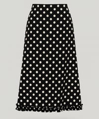 Polka Dot Ruffle SKIRT（BLACK）