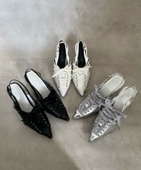 Opera Lace-up HEELS（WHITE / BLACK / SILVER）