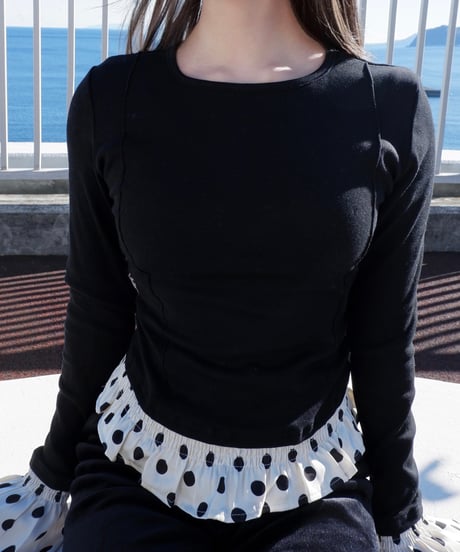 FRILL HEM CUTSEW（BLACK）