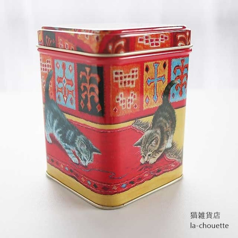 猫 猫柄缶・スクエアディープ（04-138） | 猫雑貨店 ラ・シュエット