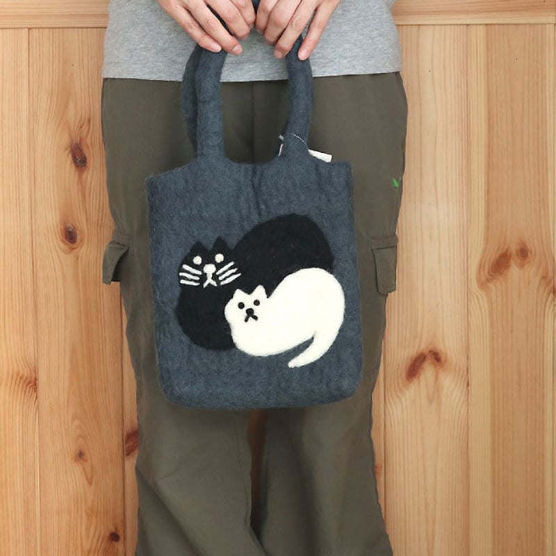 フェアトレード・ねこフェルトバッグ・Sサイズ（02-185） | 猫