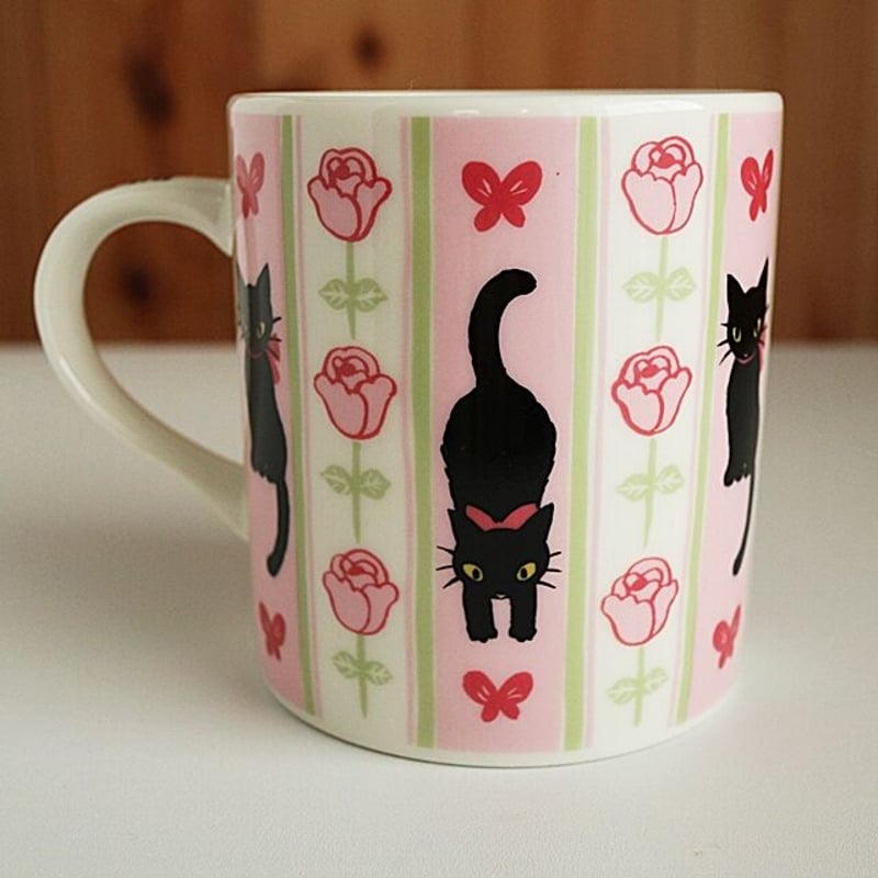 リボンキャットマグ・黒猫（03-182） | 猫雑貨店 ラ・シュエット