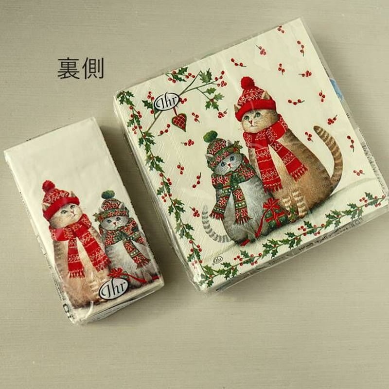 ペーパーナプキンセット・クリスマスマフラーキャット（12-061） | 猫