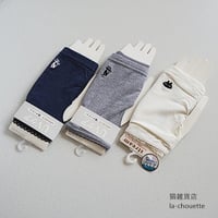 ワンポイント猫刺繍UVケアショート手袋