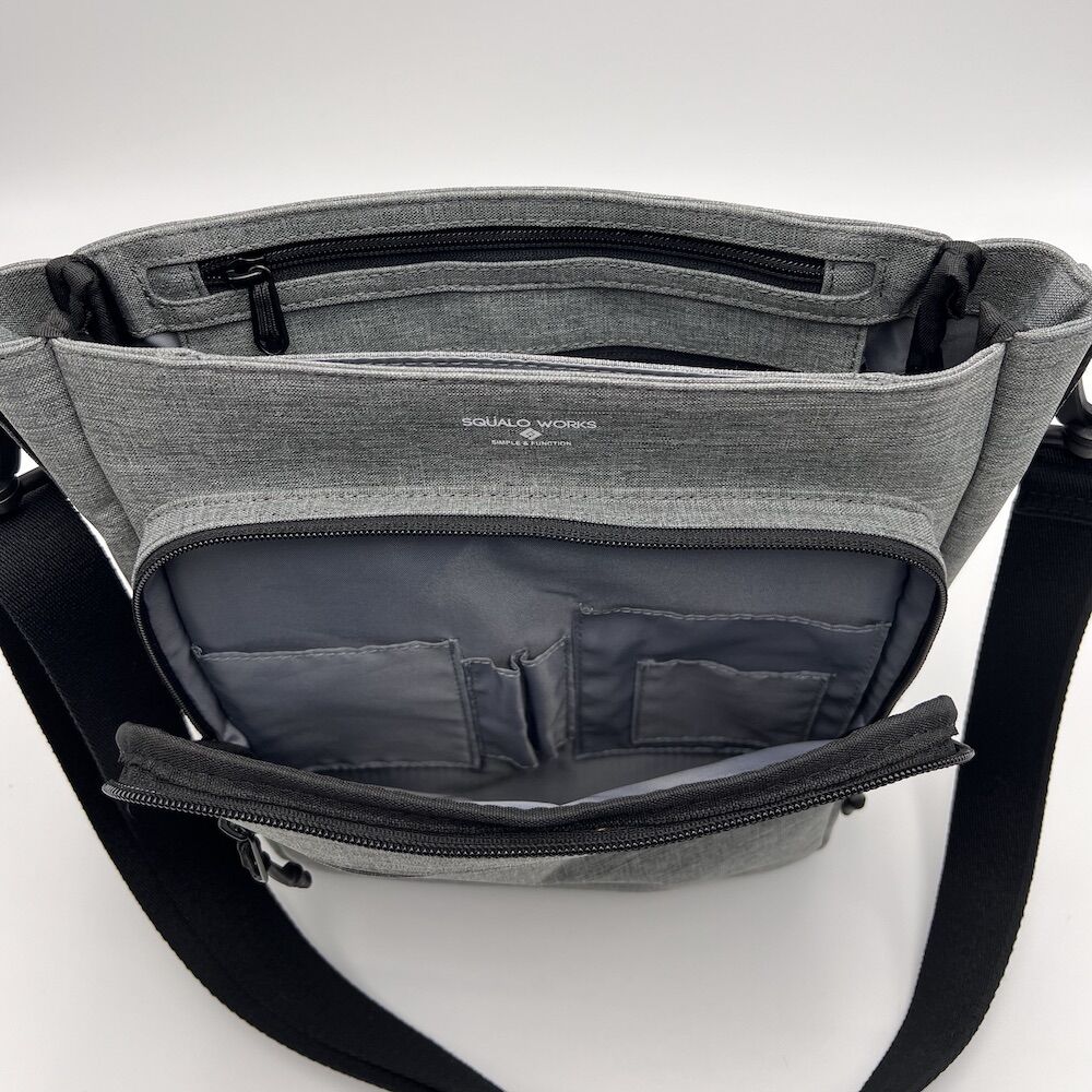 Chambray Polyester SQUARE CROSS BAG / BLACK | R Chambray Polyester SQUARE CROSS BAG / BLACK | R