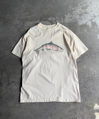 80~90s “L.L.Bean”cotton fish print t-shirt［made in USA］