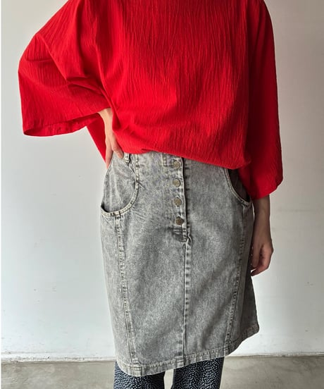 denim front button skirt
