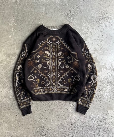 80s “LONDON FOG” acrylic blend design knit sweater