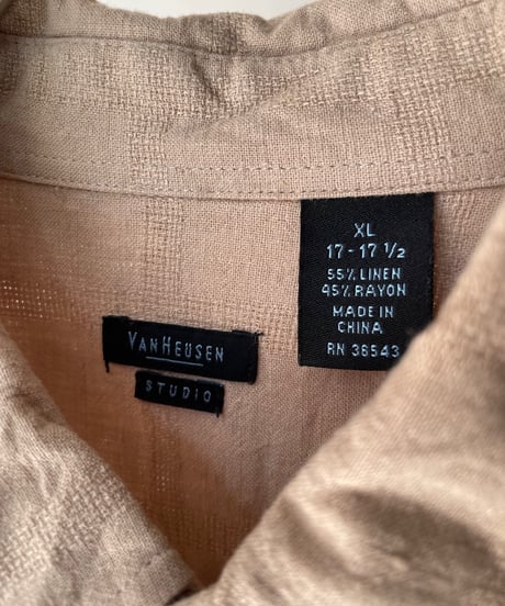 “Van Heusen” Linen Rayon Hidden Check Shirt