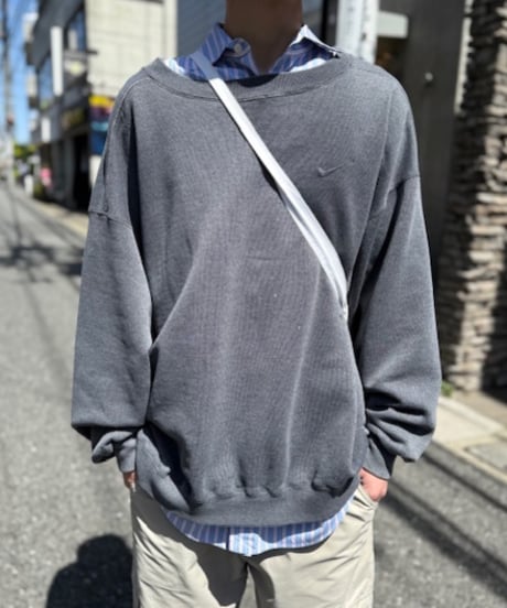 90s “NIKE” cotton polyester BORO sweat shirt［made in USA］