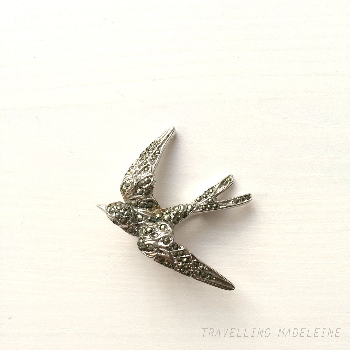 マーカサイト ツバメ ブローチ Marcasite Swallow Bird Brooch ( マーカサイト ツバメ ブローチ Marcasite Swallow Bird Brooch (