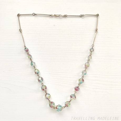 ART DECO Rainbow Iris Glass Necklace　レインボー　アイリスグラス　ネックレス（Su19-127N)