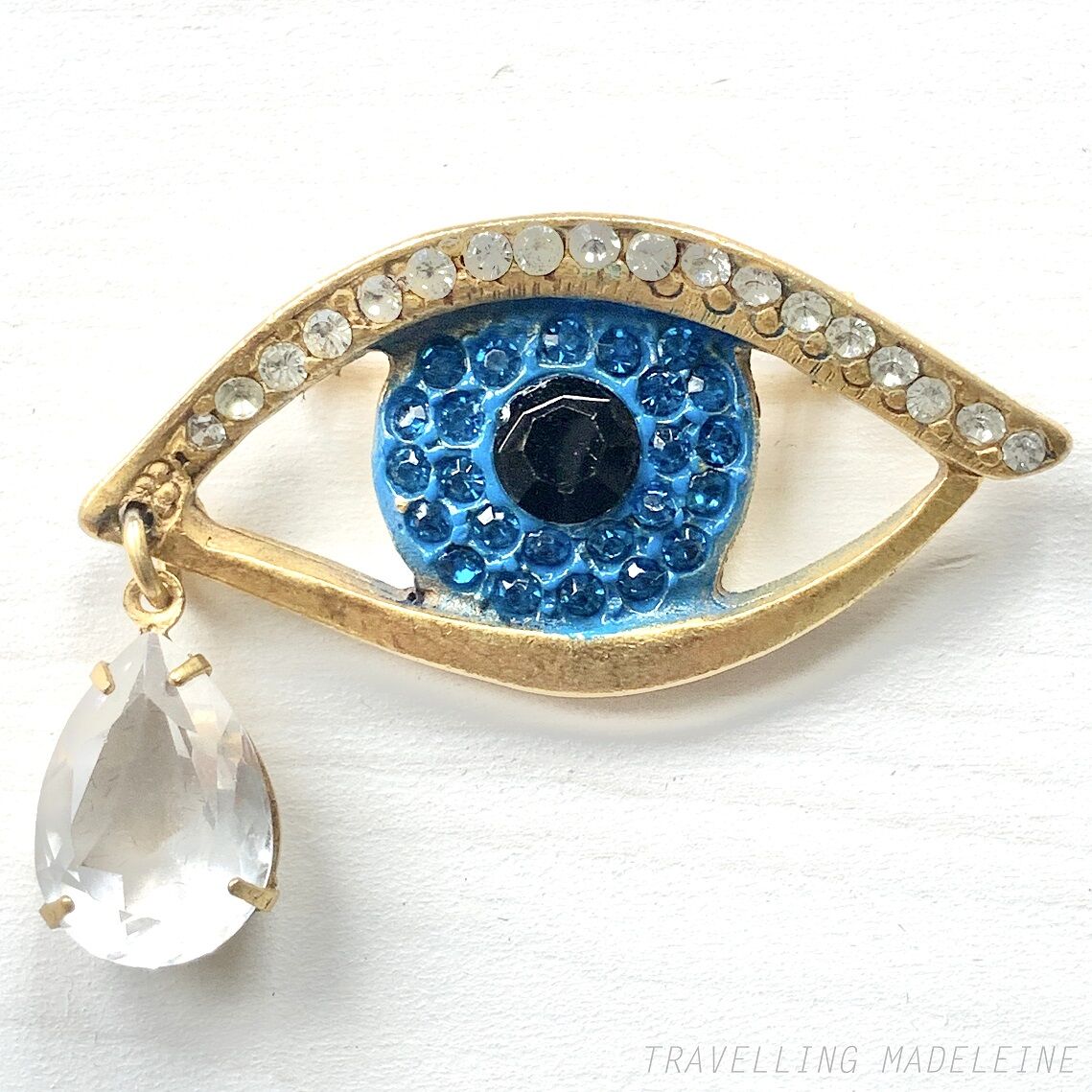 VINTAGE BUTLER & WILSON Rhinestone Eye & Teardr...
