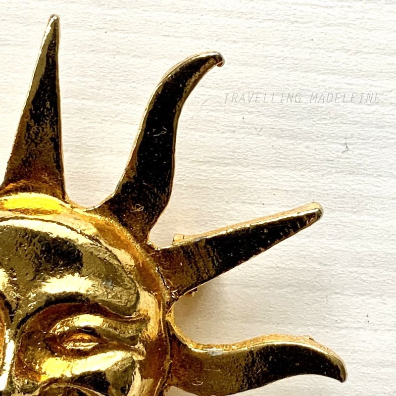 1980-90's Gold Sun Face Brooch ゴールド 太陽フェイス ブローチ 1980-90's Gold Sun Face Brooch ゴールド 太陽フェイス ブローチ