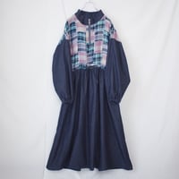 パッチワーク×デニムワンピース（インディゴ）