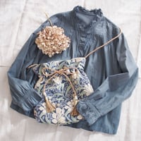 vintage風巾着バッグ（navy）