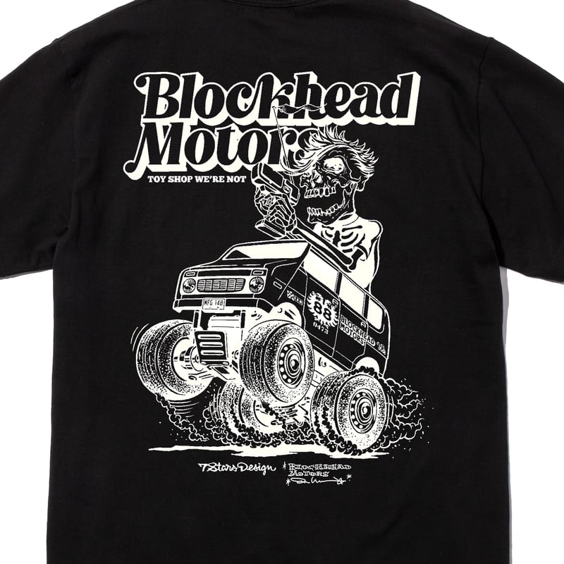 7STARS DESIGN x BLOCKHEAD MOTORS 3周年Tシャツ／ブラック |