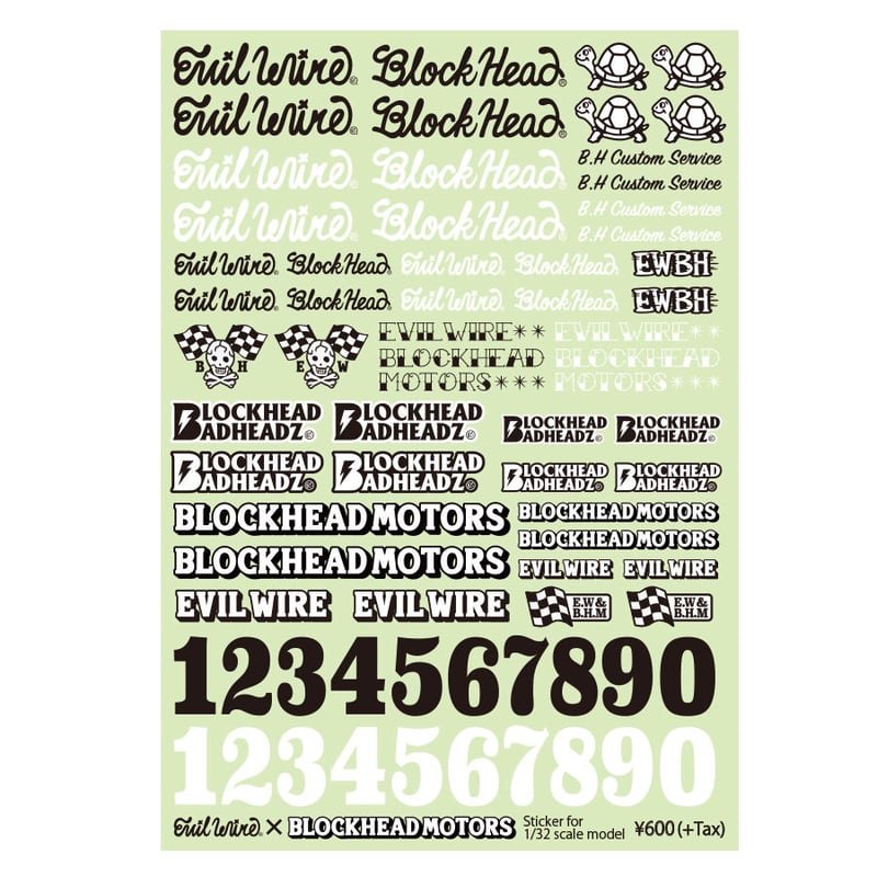 EVILWIRE x BLOCKHEAD MOTORS 1/32用コラボデカールシート | B EVILWIRE x BLOCKHEAD MOTORS 1/32用コラボデカールシート | B