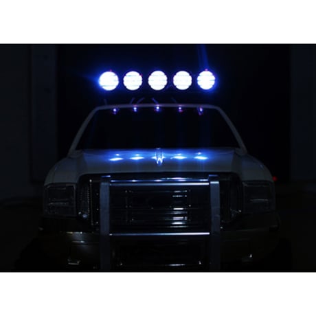 YEAH RACING 1/10 クロ－ラー用アクセサリー5灯LEDフォグランプ（白）アルミステー付 ブラック