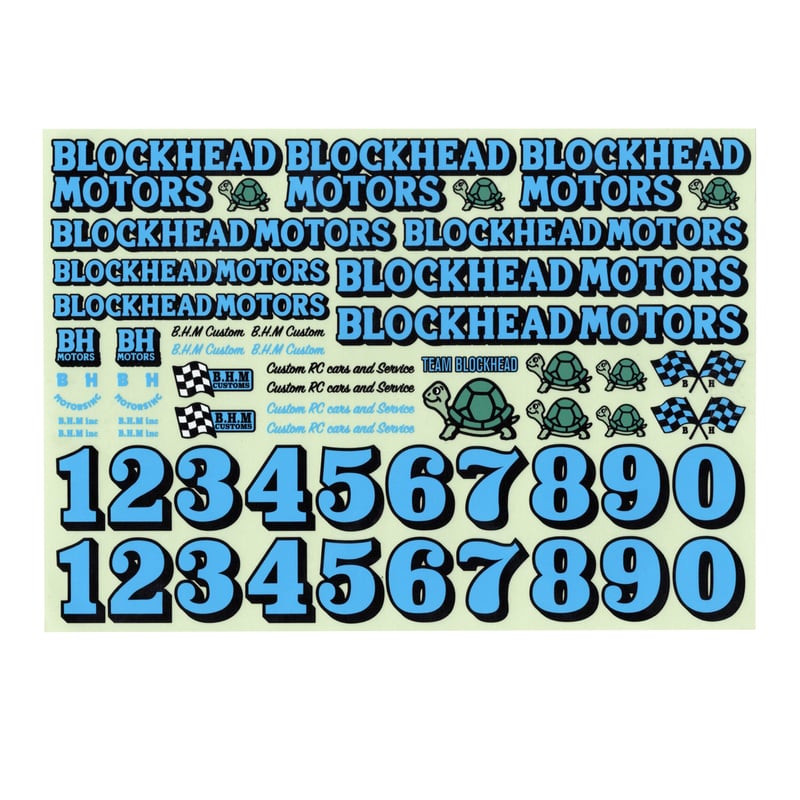 BLOCKHEAD MOTORS オリジナルデカールシート【ブルー】 | BLOCKHEAD