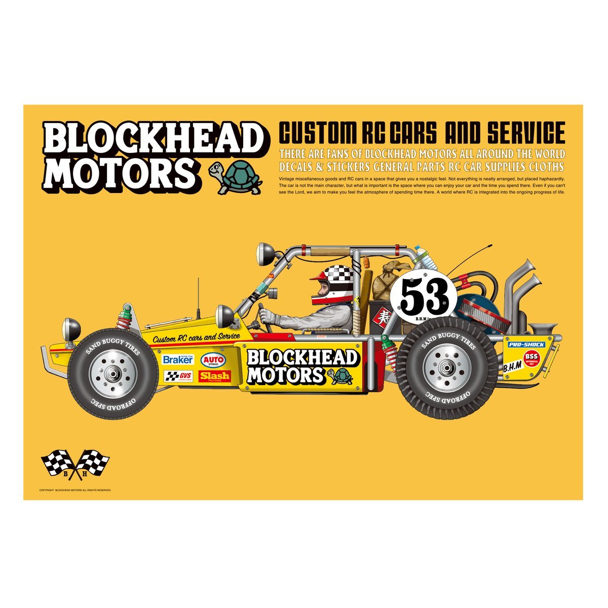 ビンテージバギーポスター／イエロー | BLOCKHEAD MOTORS