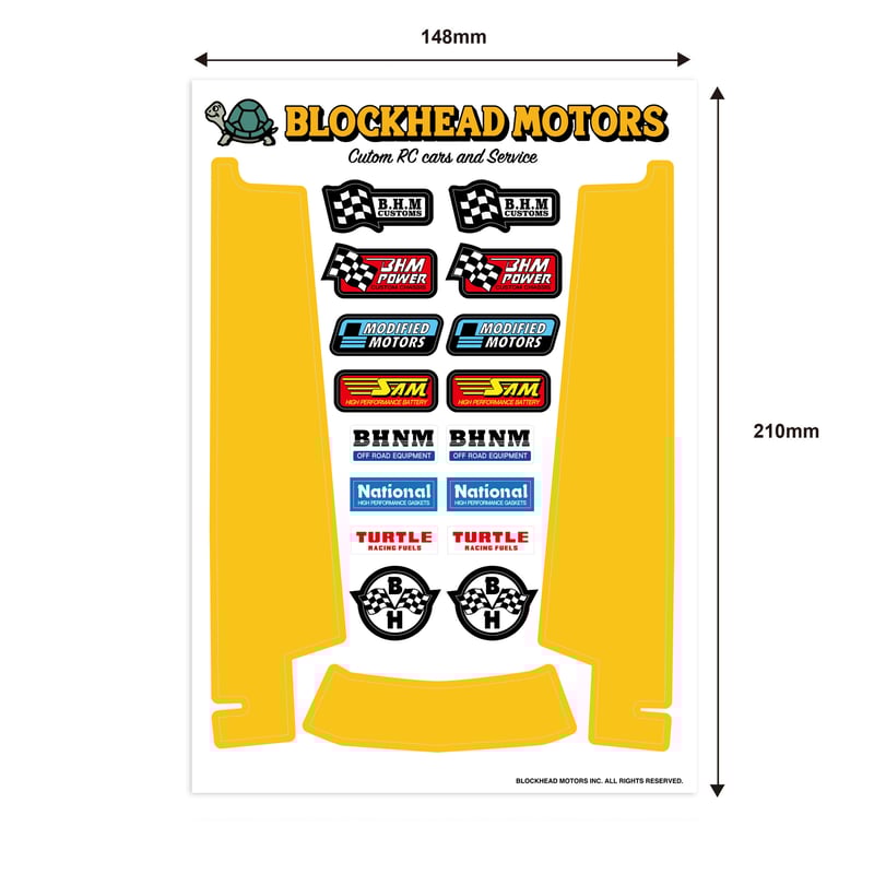 シャーシ用デカール／イエロー（ホーネット・グラスホッパー用