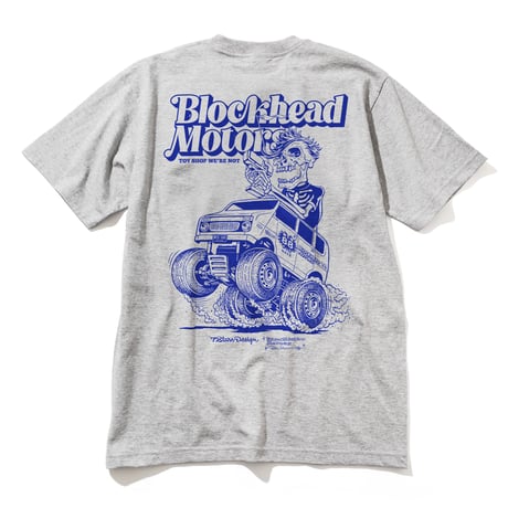 7STARS DESIGN x BLOCKHEAD MOTORS 3周年Tシャツ／グレー
