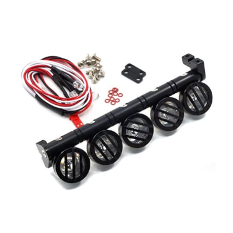 YEAH RACING 1/10 クロ－ラー用アクセサリー5灯LEDフォグランプ（白）アルミステー付 ブラック
