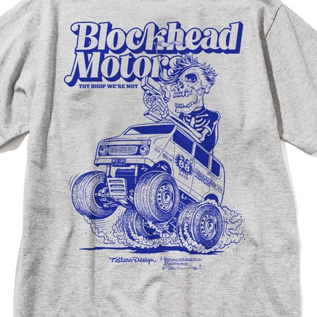 7STARS DESIGN x BLOCKHEAD MOTORS 3周年Tシャツ／グレー