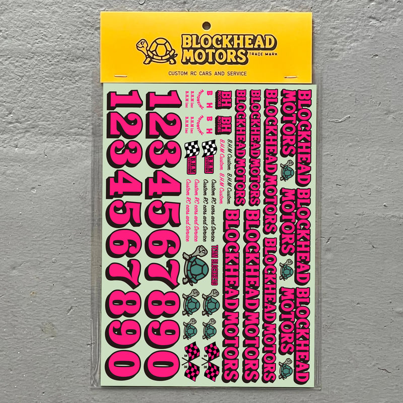 BLOCKHEAD MOTORS オリジナルデカールシート【蛍光ピンク】 | BLOCKHEA