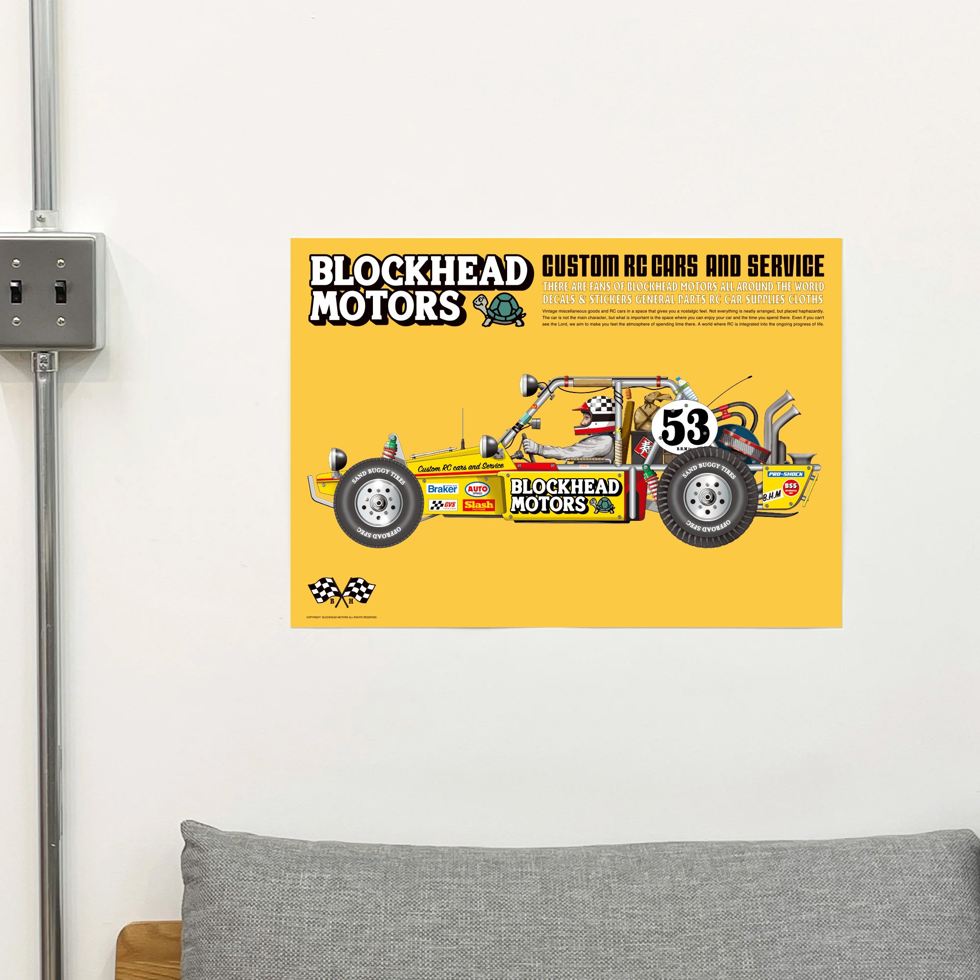 ビンテージバギーポスター／イエロー | BLOCKHEAD MOTORS