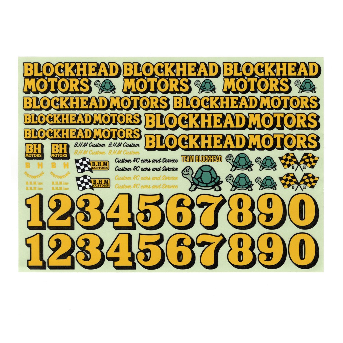 BLOCKHEAD MOTORS オリジナルデカールシート【イエロー】 | BLOCKHEAD
