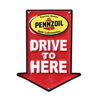 DRIVE TO HERE MINI EMBOSS METAL SIGN