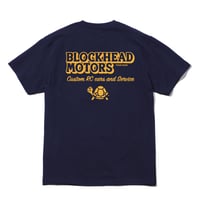 BLOCKHEAD MOTORSスタンダードTシャツ／ネイビー イエローロゴ