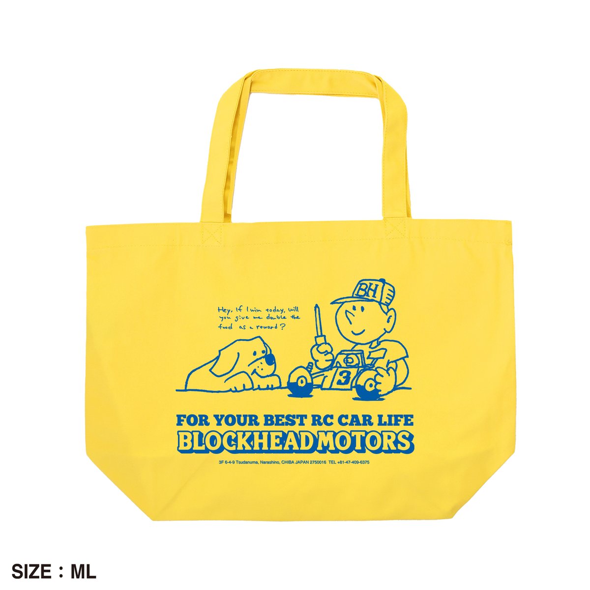 happyくじ　特賞ＢＩＧぬいぐるみ　トートバック　ステッカー GO WITH FRIENDトートバッグ／イエロー | BLOCKHEAD MOTORS