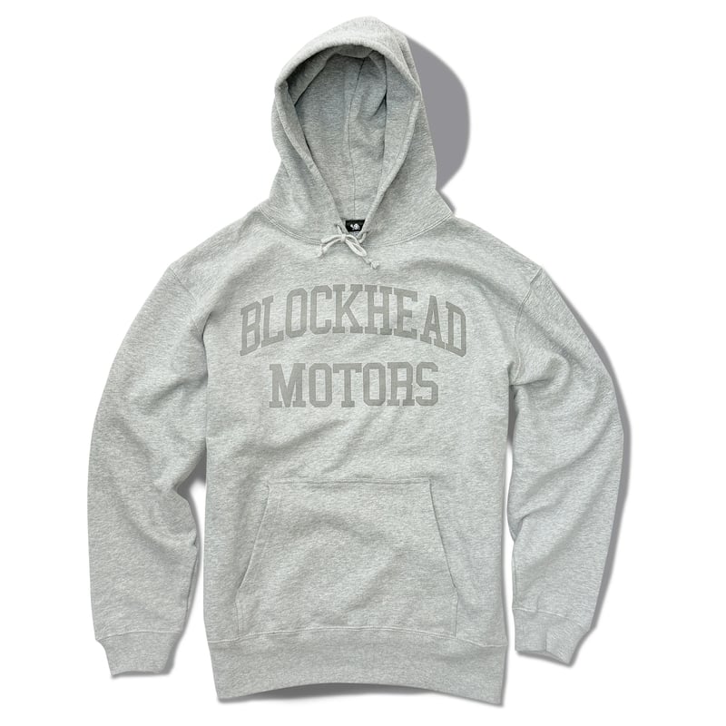 カレッジロゴパーカー（グレー／染み込みグレー） | BLOCKHEAD MOTORS