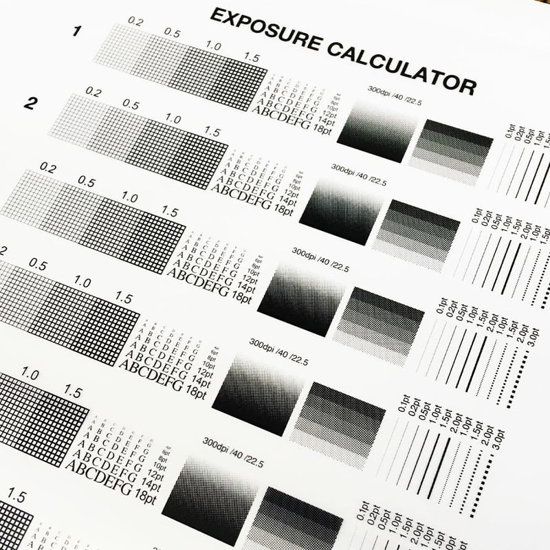 EXPOSURE CALCULATOR DATA 露光テスト用PDFデータ | PRISM EXPOSURE CALCULATOR DATA 露光テスト用PDFデータ | PRISM