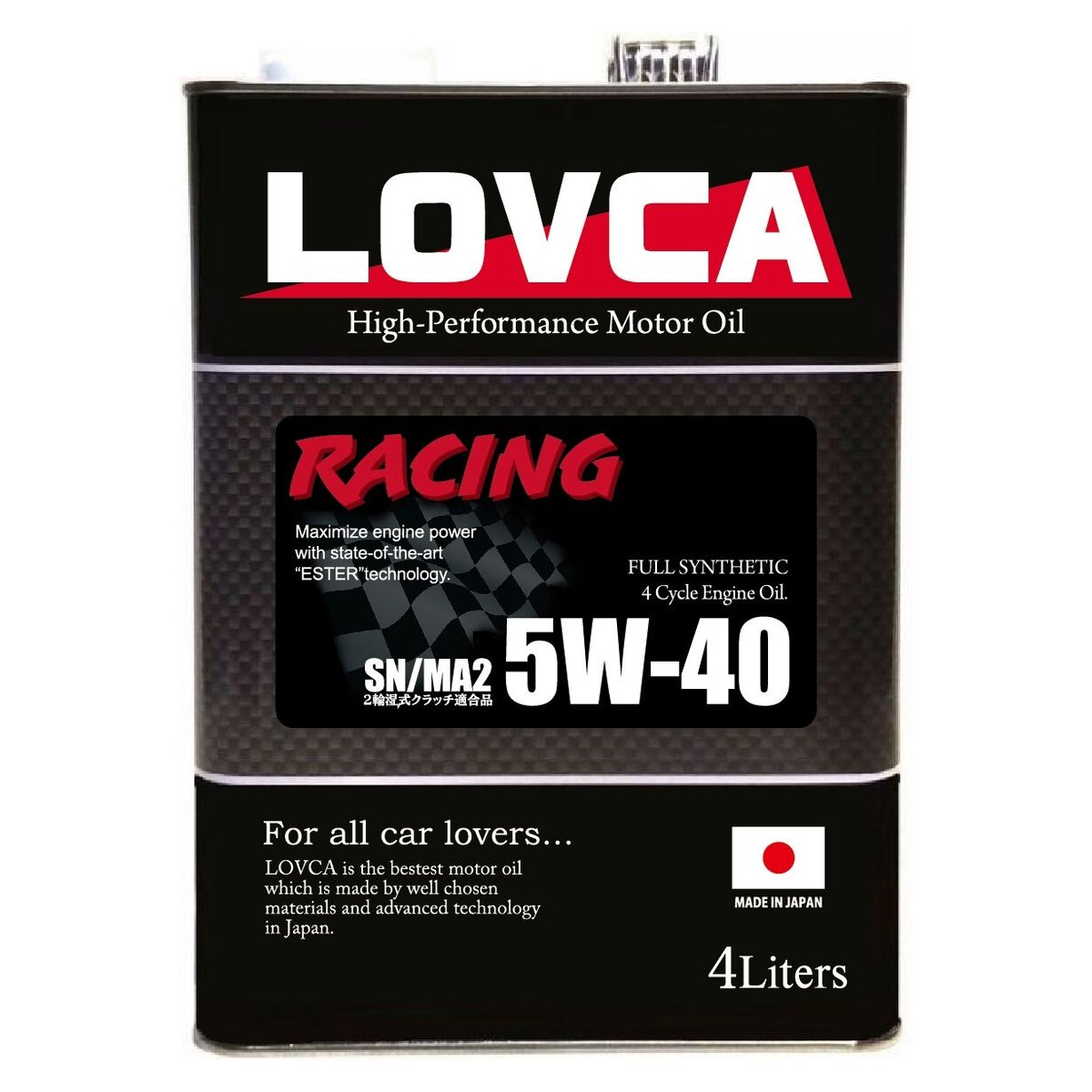 ラブカ LOVCA Racing 5w-40 新中古品 □送料無料□LOVCA RACING 5W-40 4L SN/MA2□2輪湿式クラッチ対応□L