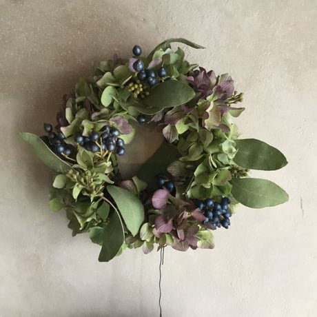 Autamn Hydrangea 3-Separate Wreath (秋色紫陽花の３連セパレート リース)