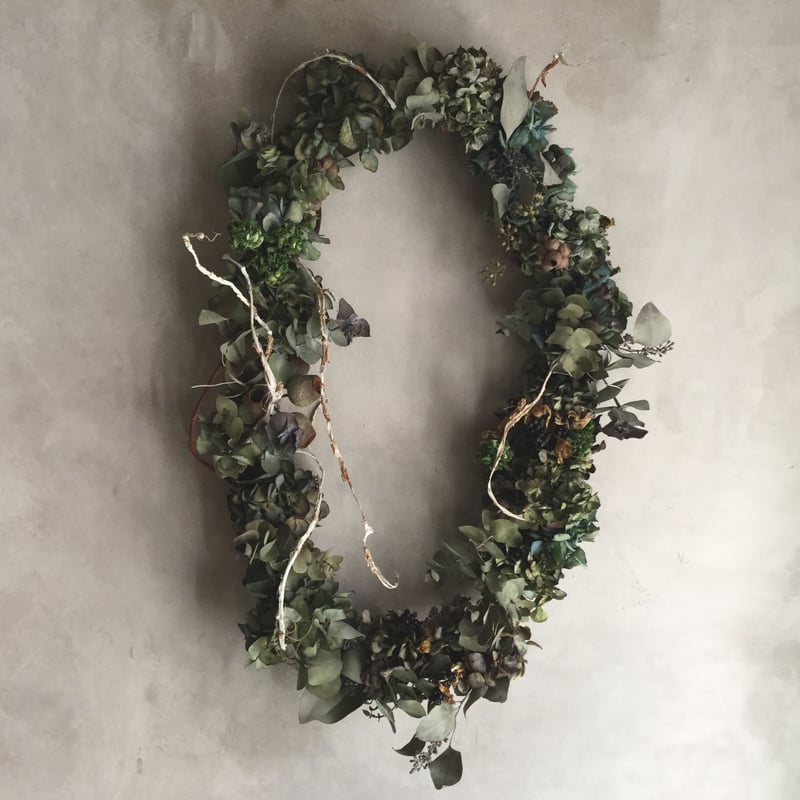Dried Hydrangea Flower Wreath(アンティーク紫陽花のドライリース)