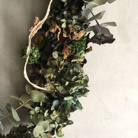 Dried Hydrangea Flower Wreath(アンティーク紫陽花のドライリース)