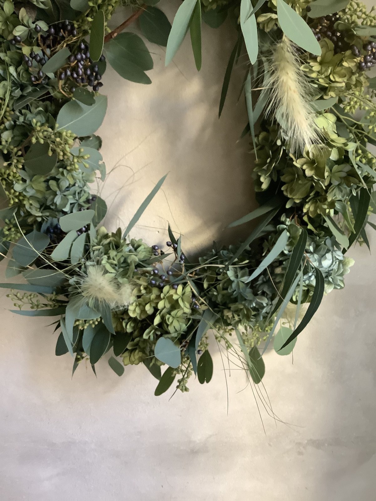 Autumn hydrangea & eucalyptus wreath