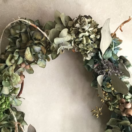 Dried Hydrangea Flower Wreath(アンティーク紫陽花のドライリース)