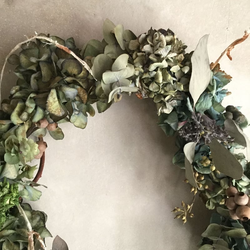 Dried Hydrangea Flower Wreath(アンティーク紫陽花のドライリース)